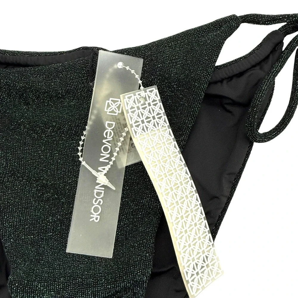 Devon Windsor Rylie Top Reign Bottom Bikini Set Midnight‎ Green Metallic Medium